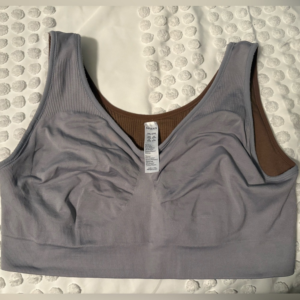 Spanx 2X reversible Gray and Brown Sports Bra